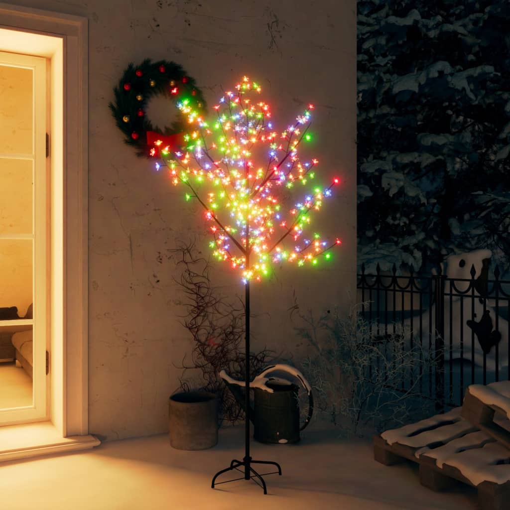 vidaXL Christmas Tree 200 LEDs Colorful Light Cherry Blossom 70.9"