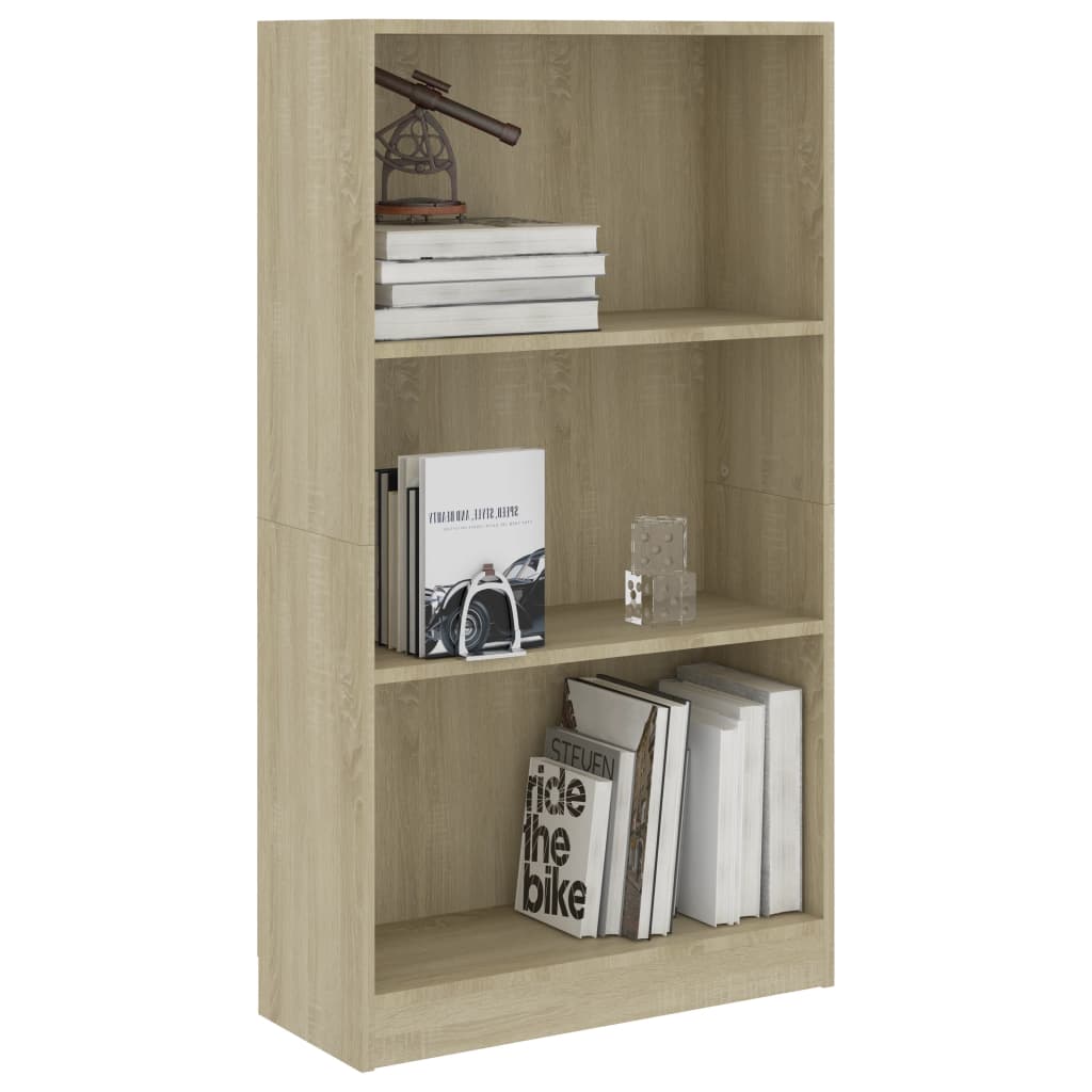 vidaXL 3-Tier Book Cabinet Sonoma Oak 23.6"x9.4"x42.5" Chipboard