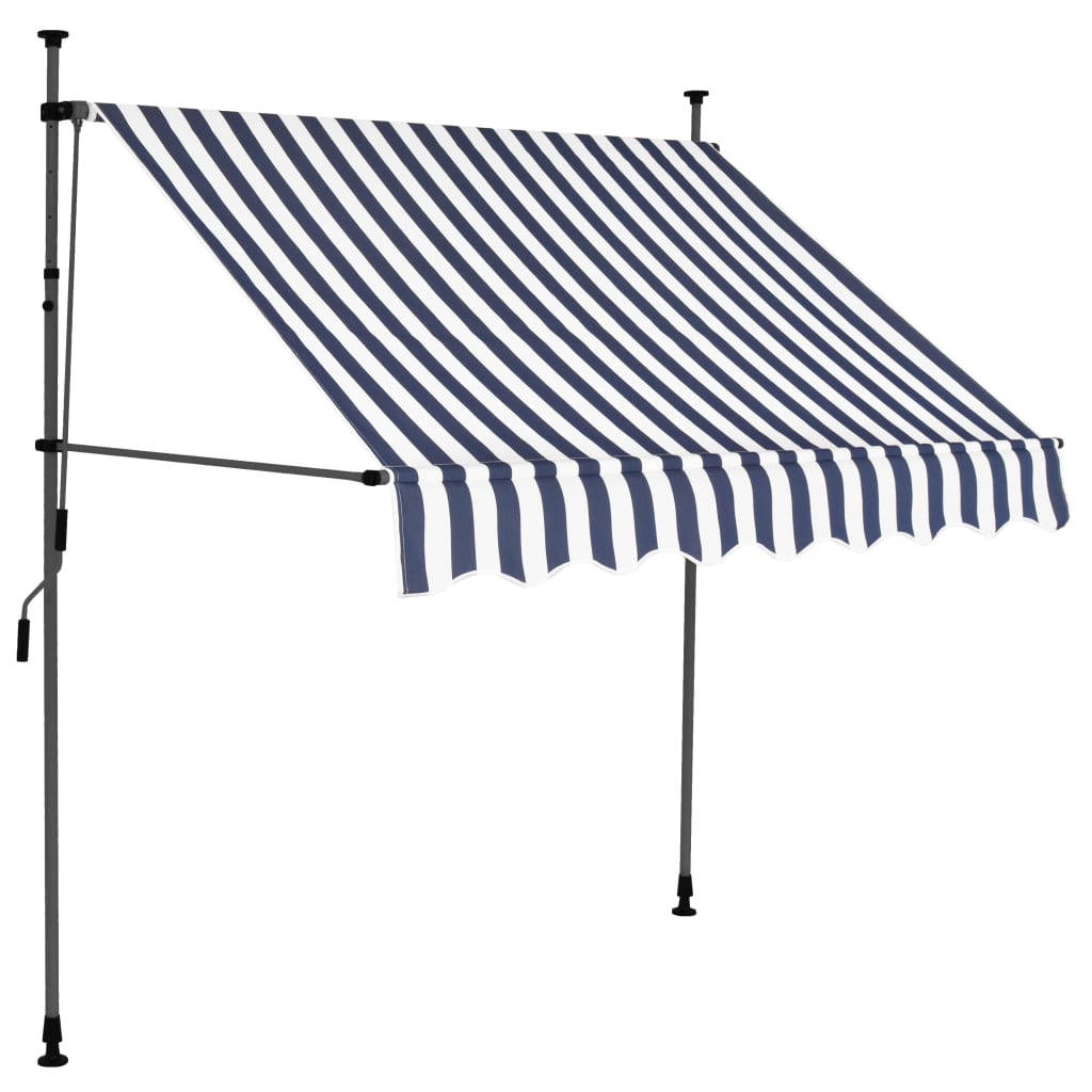 vidaXL Manual Retractable Awning with LED 78.7" Blue and White