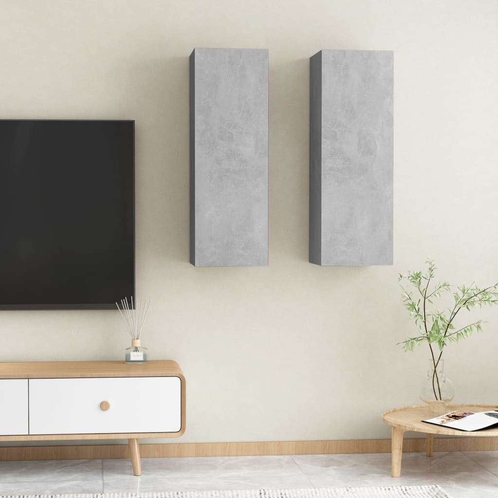 vidaXL TV Cabinets 2 pcs Concrete Gray 12"x11.8"x35.4" Engineered Wood