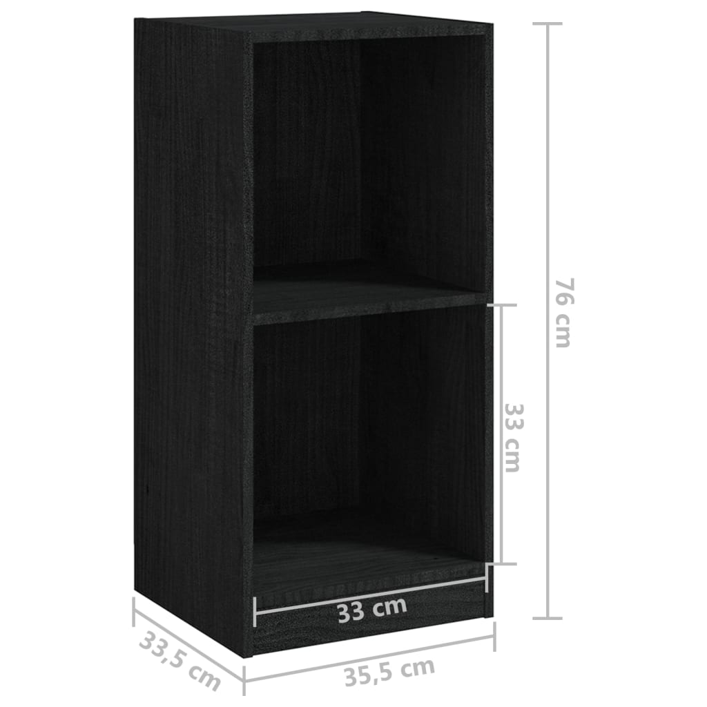 vidaXL Side Cabinet Black 14"x13.2"x29.9" Solid Wood Pine
