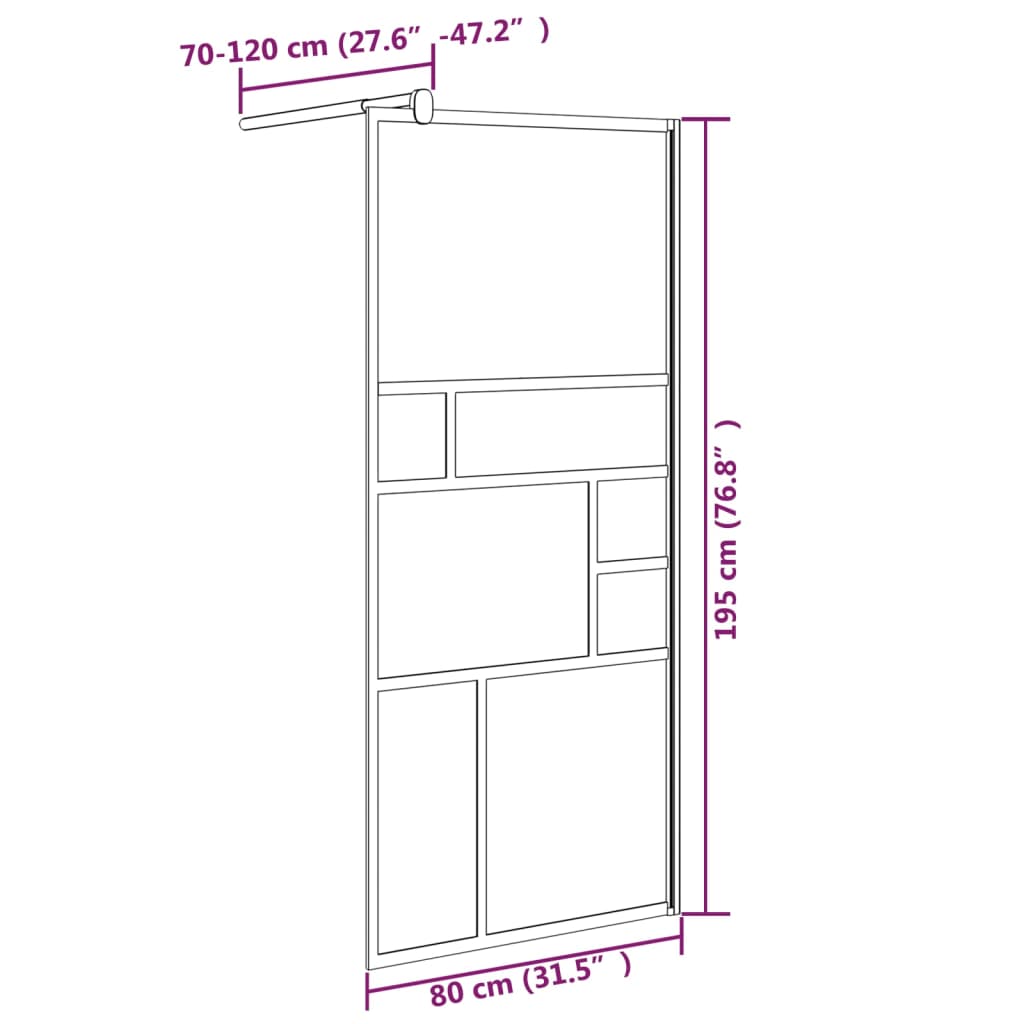vidaXL Walk-in Shower Wall 31.5"x76.8" ESG Glass White