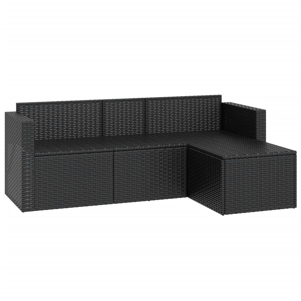 vidaXL Patio Lounge Set Black Poly Rattan