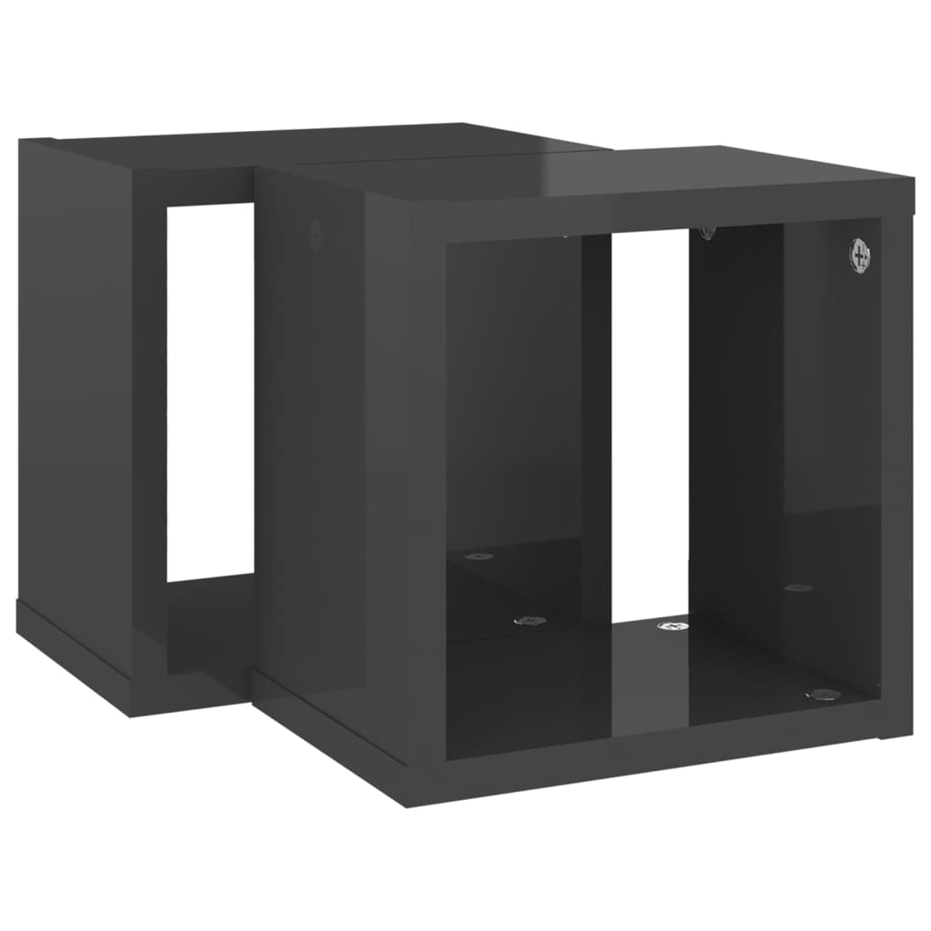 vidaXL Wall Cube Shelves 2 pcs High Gloss Gray 8.7"x5.9"x8.7"