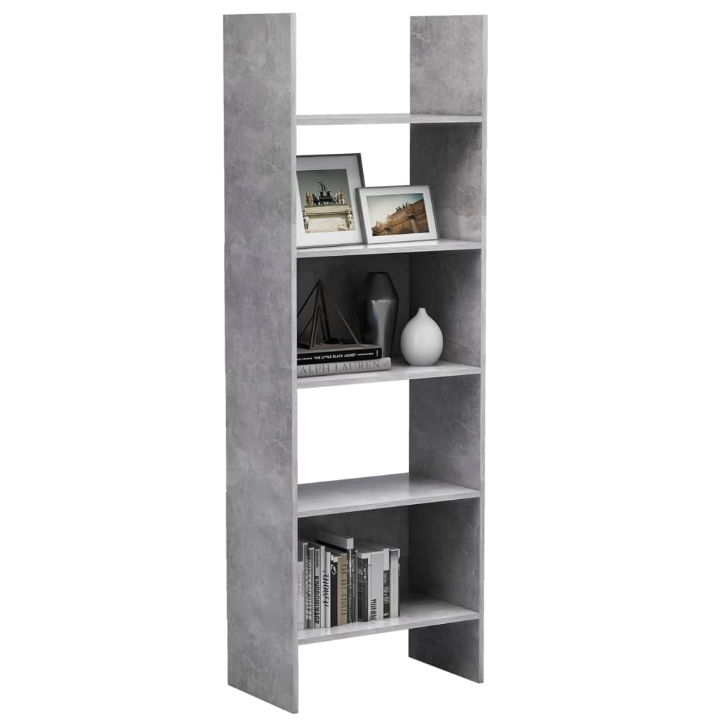 vidaXL Book Cabinet Concrete Gray 23.6"x13.8"x70.9" Engineered Wood