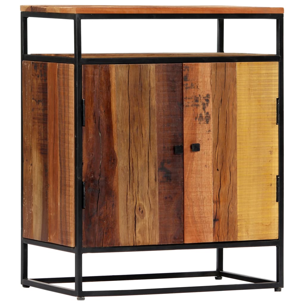 vidaXL Side Cabinet 23.6"x13.8"x29.9" Solid Reclaimed Wood and Steel