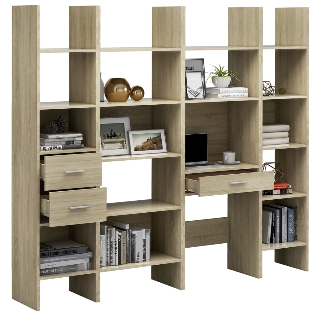vidaXL 4 Piece Book Cabinet Set Sonoma Oak Chipboard