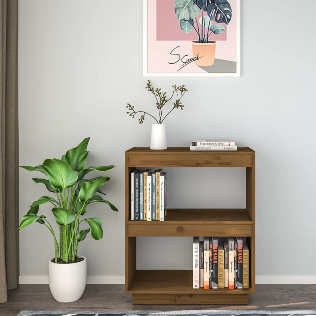 vidaXL Book Cabinet Honey Brown 23.6"x13.8"x28" Solid Wood Pine