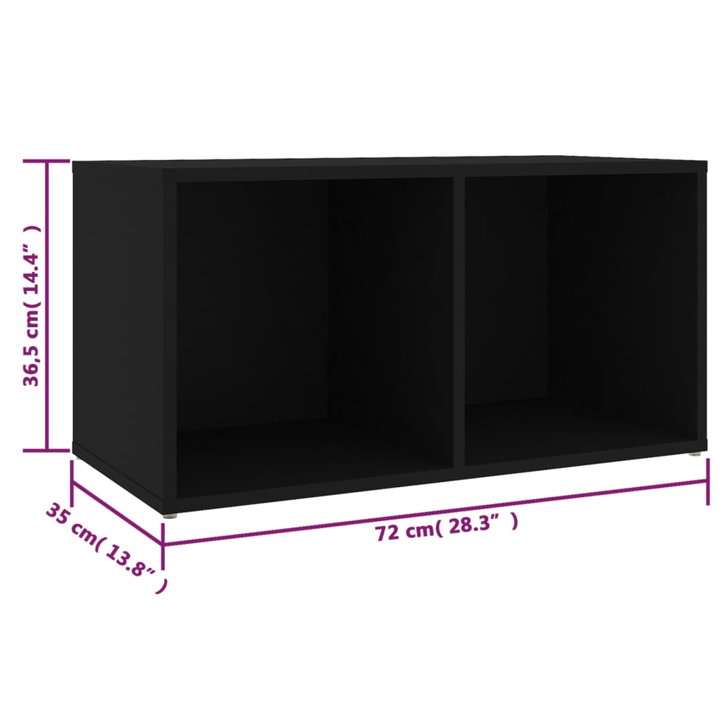 vidaXL TV Cabinets 2 pcs Black 28.3"x13.8"x14.4" Chipboard