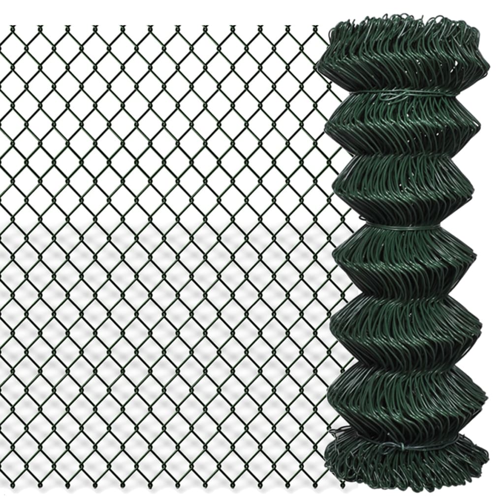 vidaXL Chain Link Fence Steel 3' 3"x82' Green