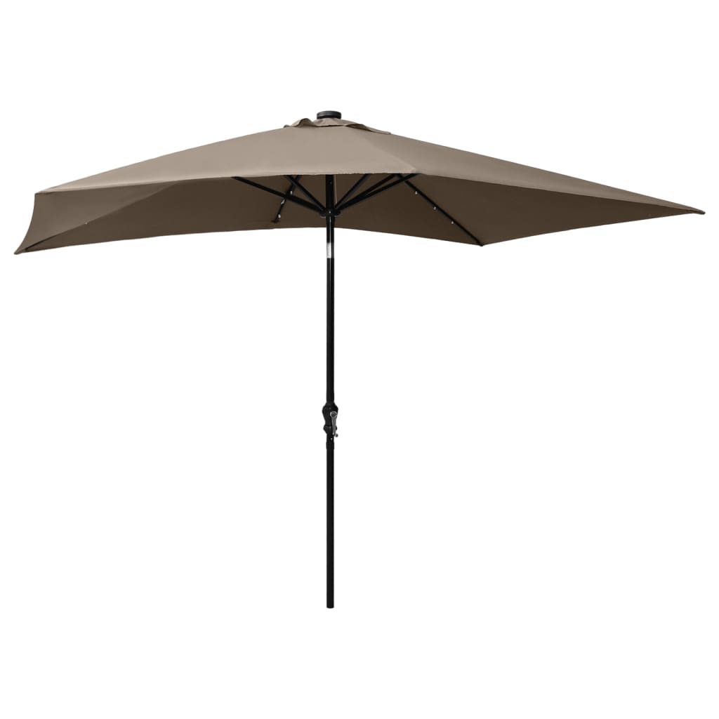 vidaXL Parasol with LEDs and Steel Pole Taupe 6.6'x9.8'