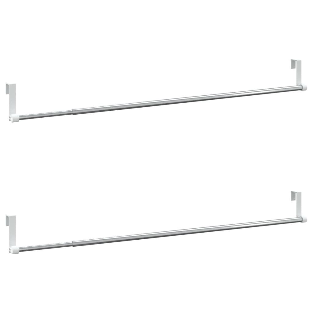 vidaXL Curtain Rails 2 Pcs White and Silver 23.6"-41.3" Aluminum