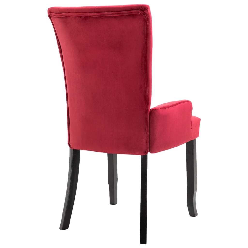 vidaXL Dining Chair with Armrests 6 pcs Red Velvet
