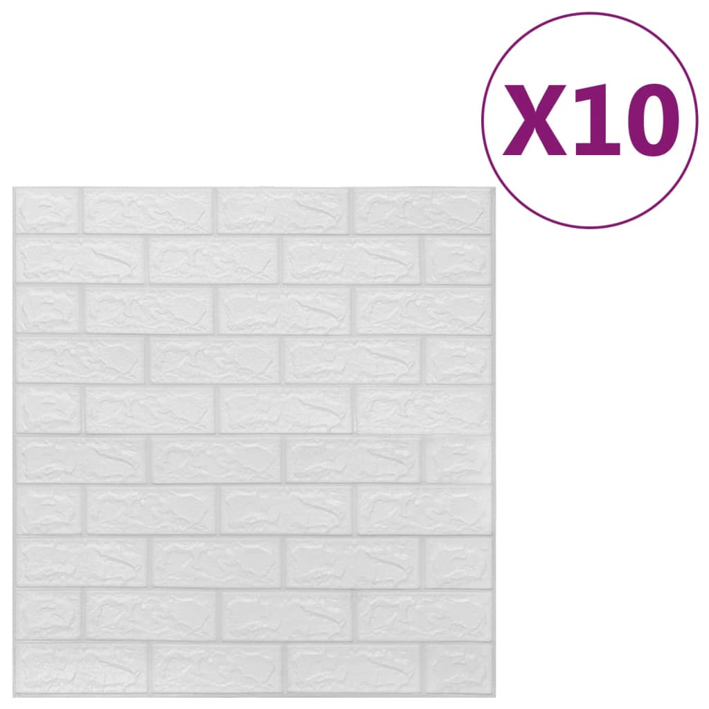 vidaXL 3D Wallpaper Bricks Self-adhesive 10 pcs White