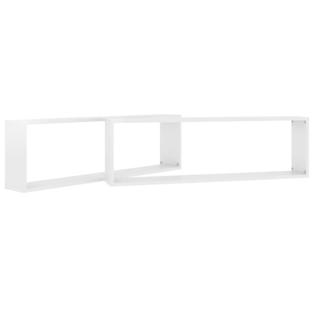 vidaXL Wall Cube Shelves 2 pcs High Gloss White 39.4"x5.9"x11.8" Engineered Wood
