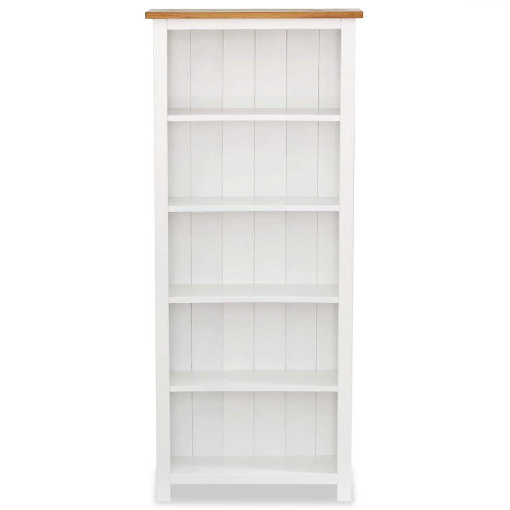 vidaXL 5-Tier Bookcase 23.6"x8.9"x55.1" Solid Oak Wood