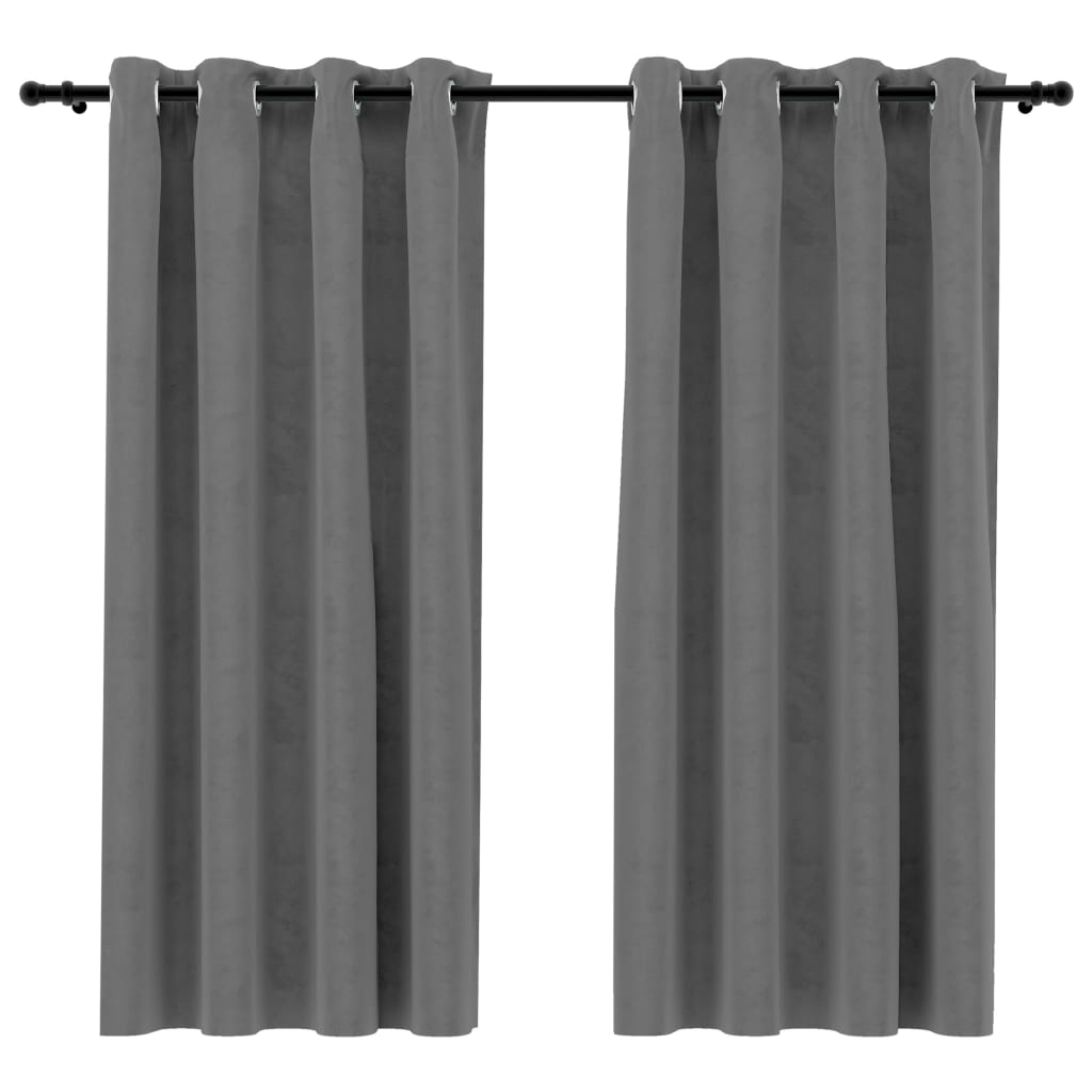 vidaXL Blackout Curtains with Rings 2 pcs Gray 54"x84" Velvet