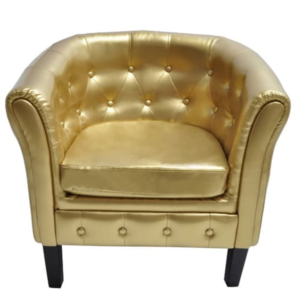 vidaXL Tub Chair Armchairs Gold Faux Leather