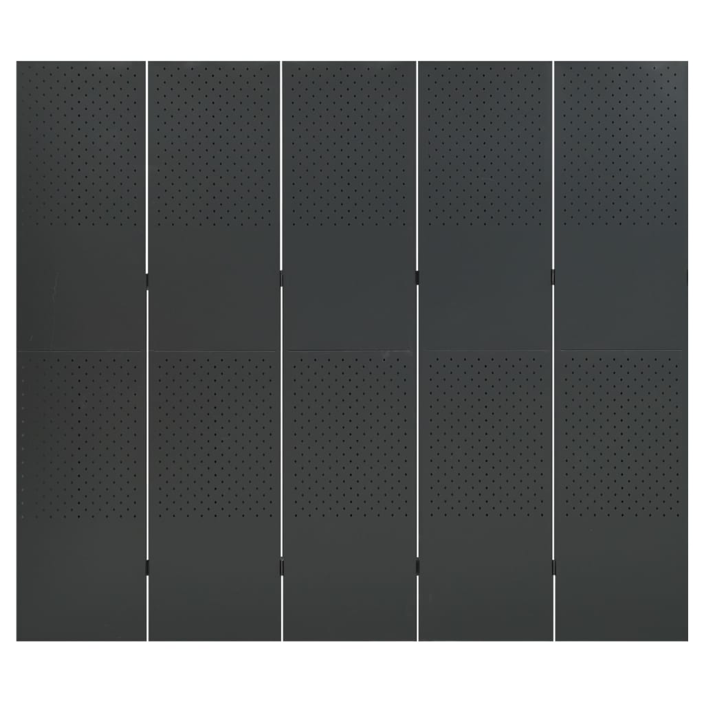 vidaXL 5-Panel Room Dividers 2 pcs Anthracite 78.7"x70.9" Steel