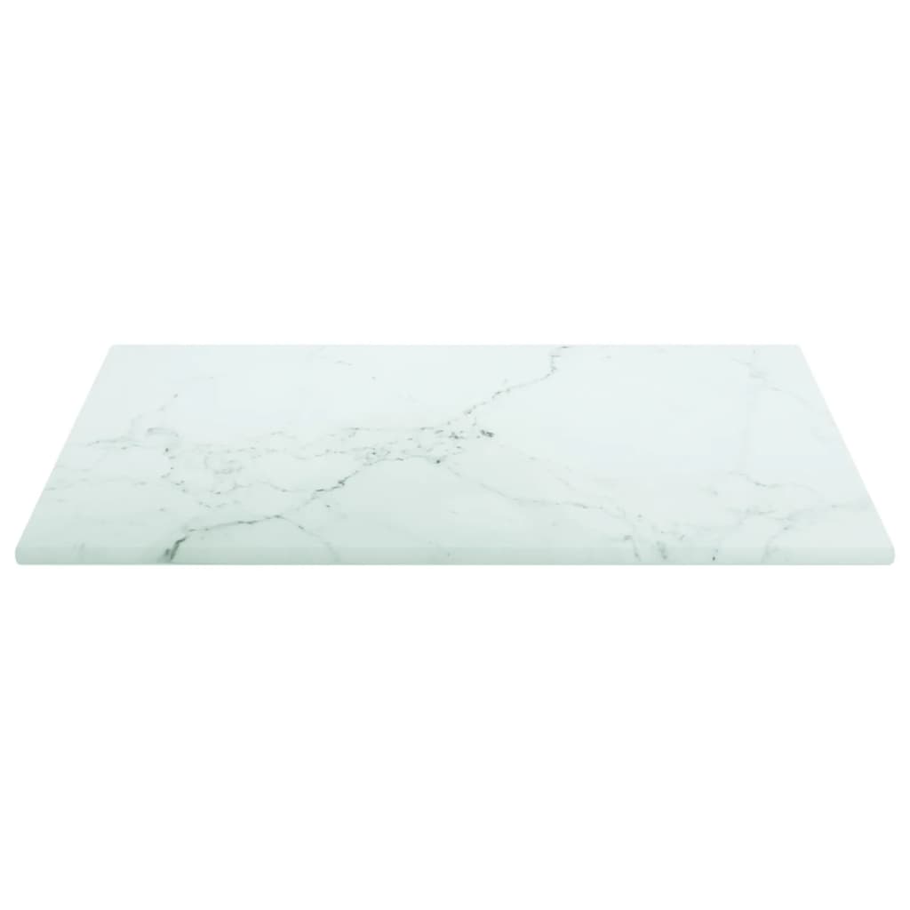vidaXL Table Top White 11.8"x11.8" 0.2" Tempered Glass with Marble Design