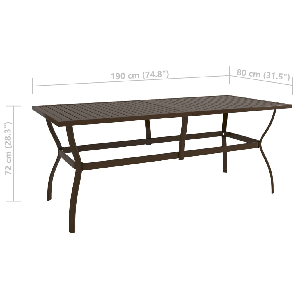 vidaXL Patio Table Brown 74.8"x31.5"x28.3" Steel