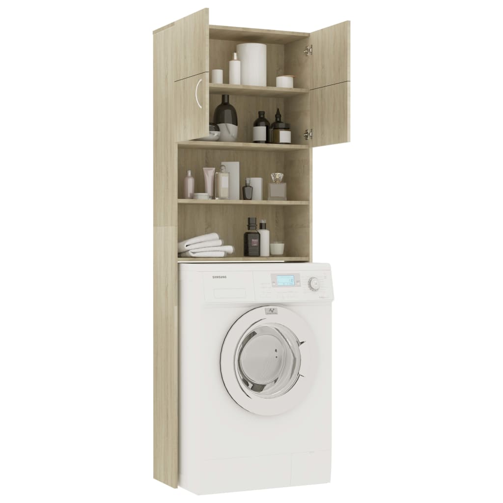 vidaXL Washing Machine Cabinet Sonoma Oak 25.2"x10"x74.8" Chipboard