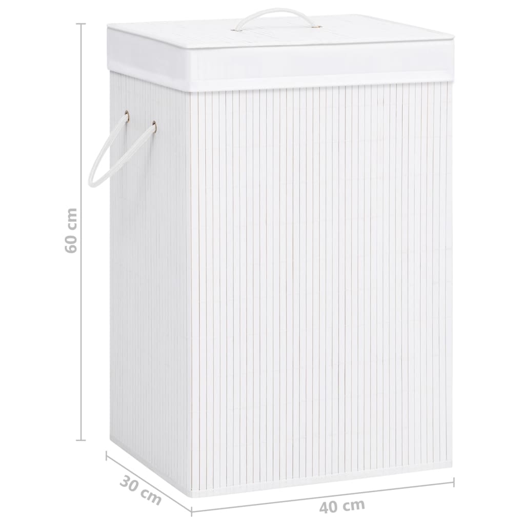 vidaXL Bamboo Laundry Basket with Single Section White