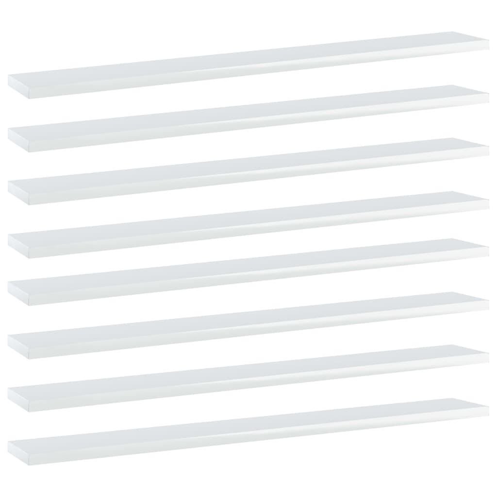 vidaXL Bookshelf Boards 8 pcs High Gloss White 31.5"x3.9"x0.6" Chipboard