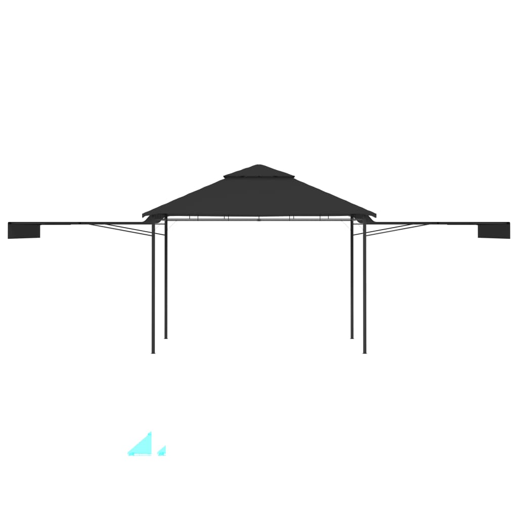 vidaXL Gazebo with Double Extending Roofs 9.8'x9.8'x9' Anthracite 0.6 oz/ft²