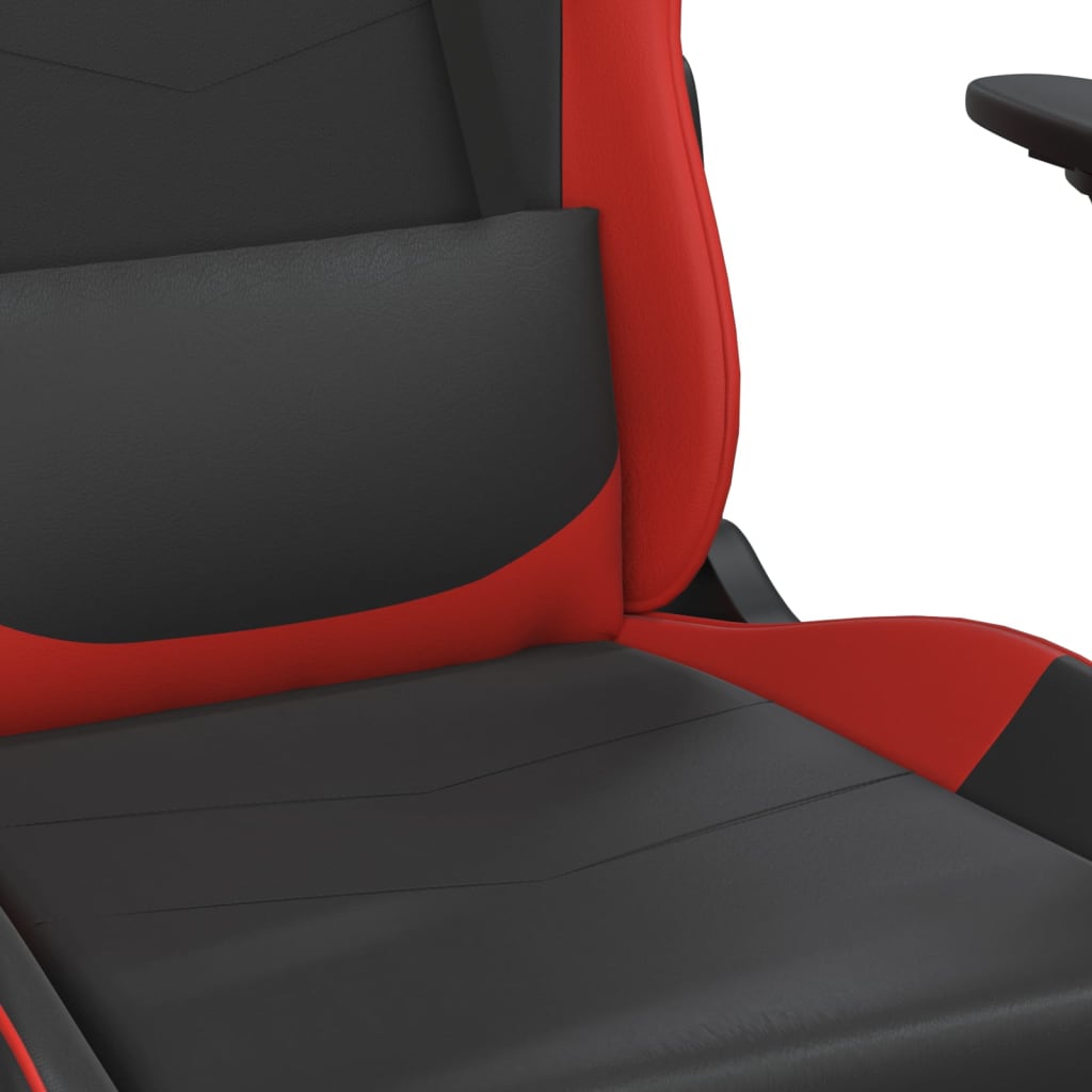 vidaXL Massage Gaming Chair with Footrest Black&Red Faux Leather