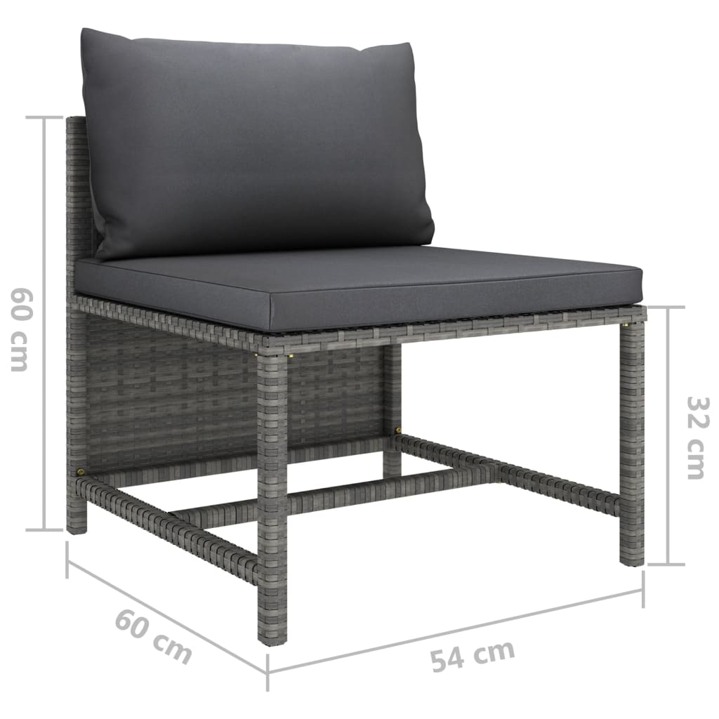 vidaXL 8 Piece Patio Lounge Set with Cushions Poly Rattan Gray