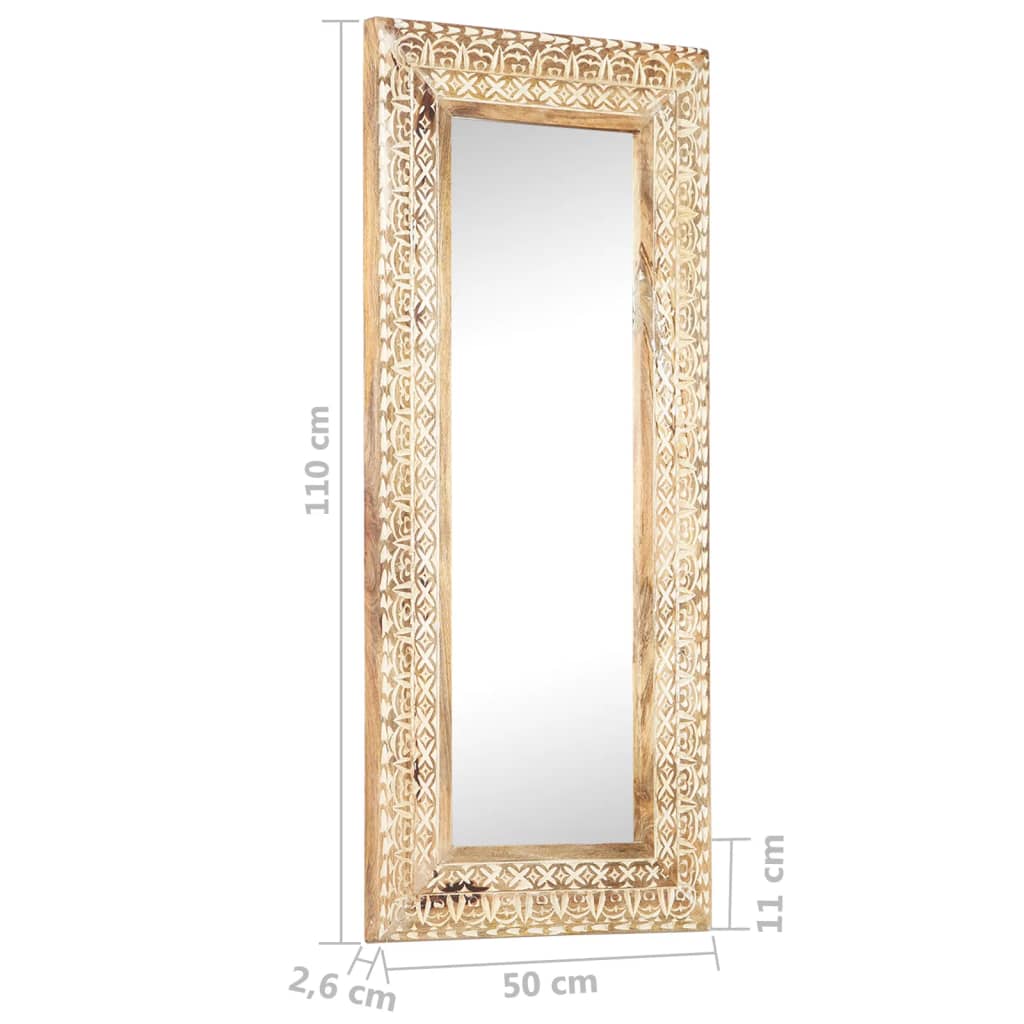 vidaXL Hand-Carved Mirror 43.3"x19.7"x1" Solid Mango Wood
