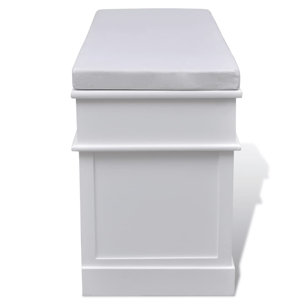 vidaXL White Storage & Entryway Bench with Cushion Top 2 Draw 3 Crate