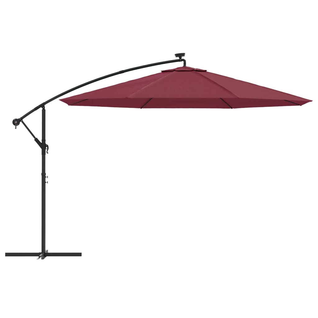 vidaXL Cantilever Umbrella with LED Lights Bordeaux Red 137.8"