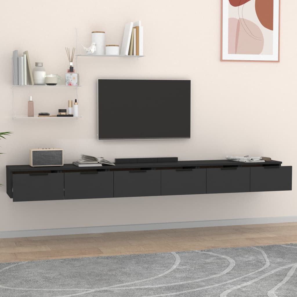 vidaXL Wall Cabinets 2 pcs Black 40.2"x11.8"x7.9" Engineered Wood