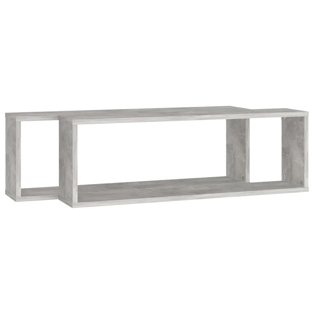 vidaXL Wall Cube Shelves 2 pcs Concrete Gray 31.5"x5.9"x10.4" Engineered Wood