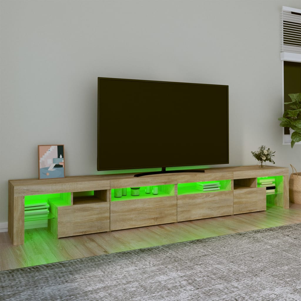 vidaXL TV Stand with LED Lights Sonoma Oak 102.4"x14.4"x15.7"