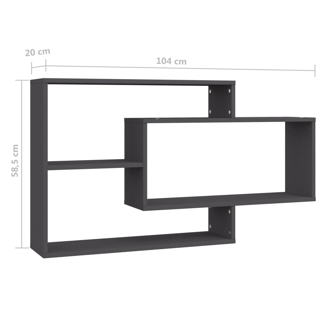 vidaXL Wall Shelves Gray 40.9"x7.9"x23" Engineered Wood