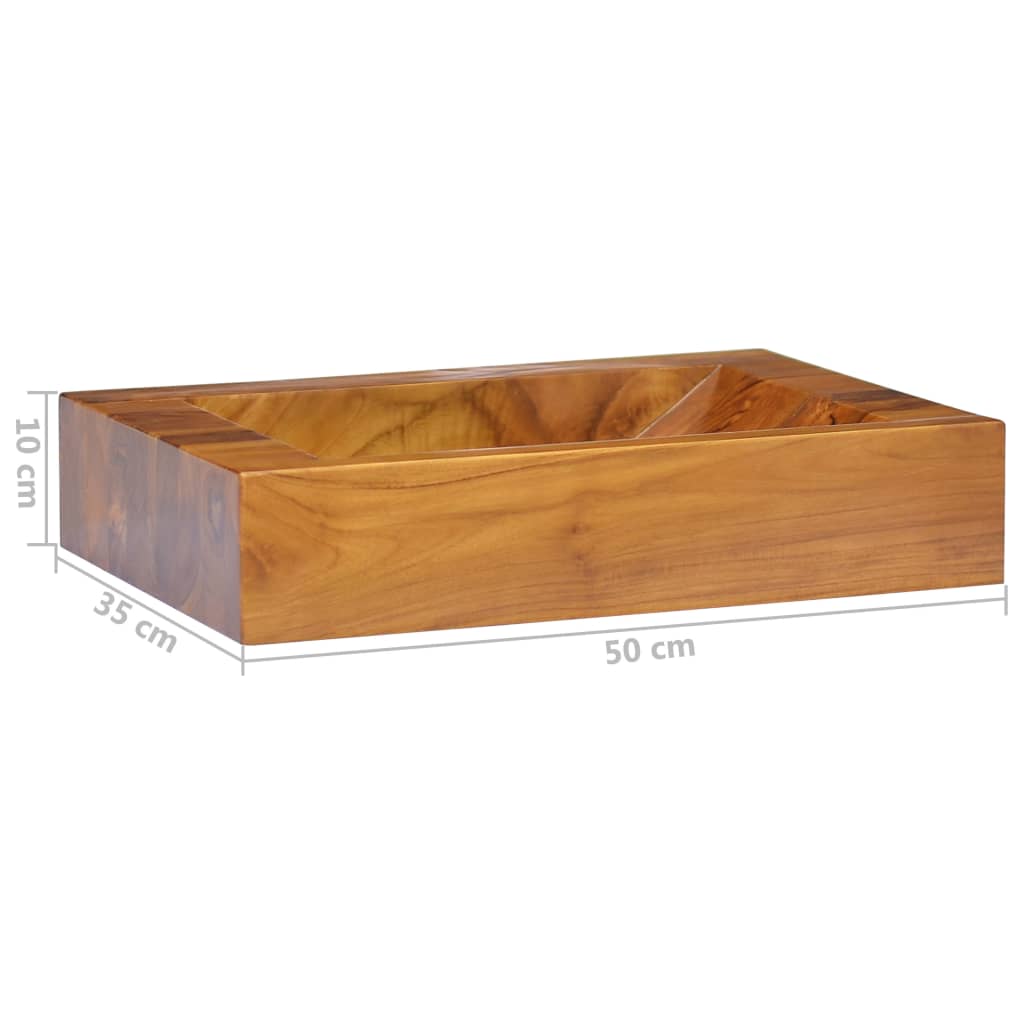 vidaXL Basin Solid Wood Teak 19.7"x13.8"x3.9"