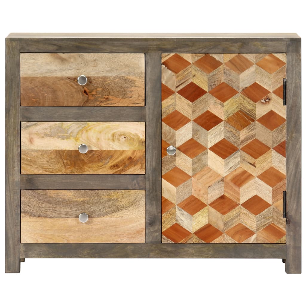 vidaXL Side Cabinet Gray 29.5"x11.8"x23.6" Solid Mango Wood