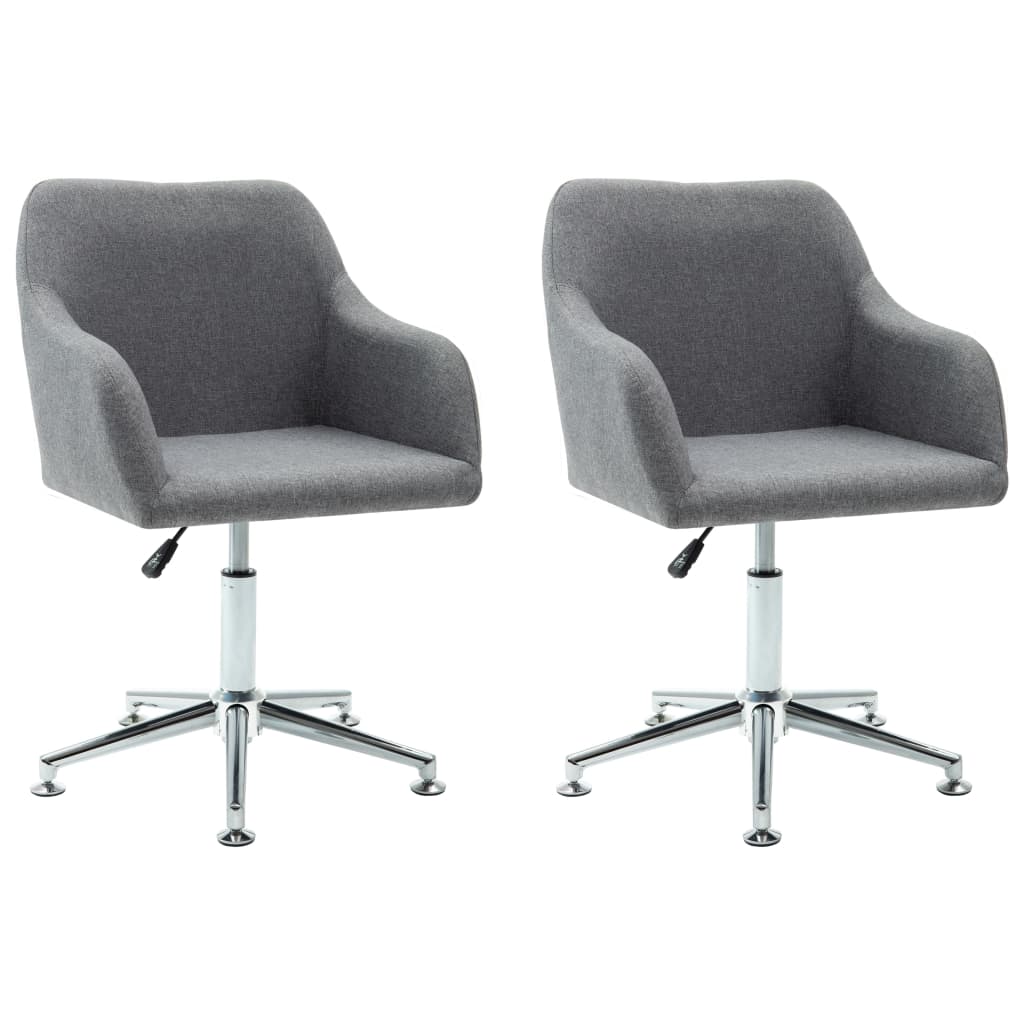 vidaXL Swivel Dining Chairs 2 pcs Light Gray Fabric