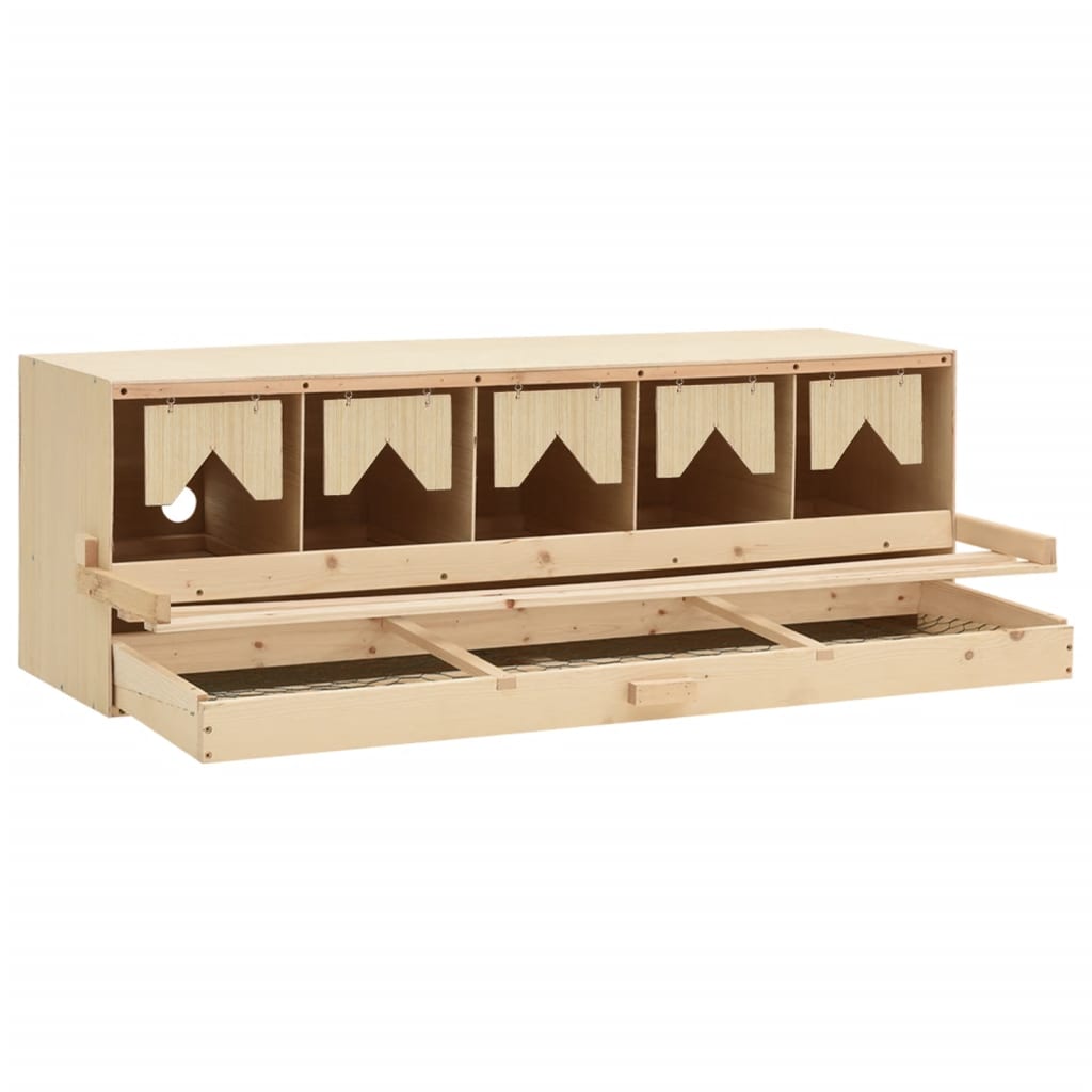 vidaXL Chicken Laying Nest 5 Compartments 46.1"x13"x15" Solid Pine Wood
