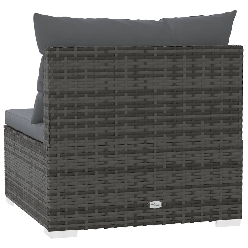 vidaXL 3-Seater Sofa with Cushions Gray Poly Rattan