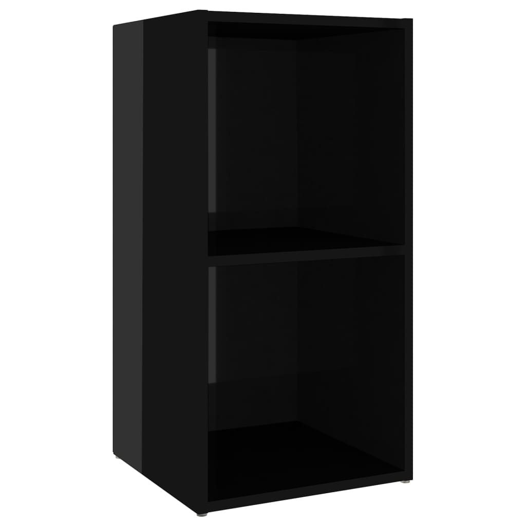 vidaXL TV Cabinet High Gloss Black 28.3"x13.8"x14.4" Engineered Wood
