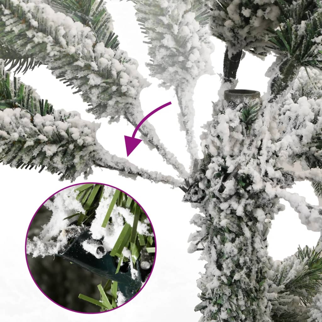 vidaXL Artificial Hinged Christmas Tree 300 LEDs & Flocked Snow 94.5"