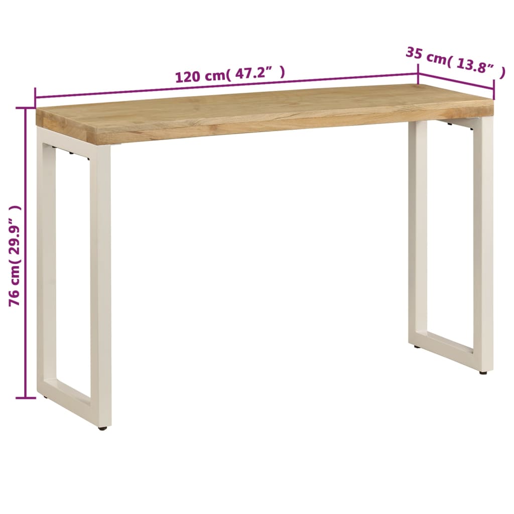 vidaXL Console Table 47.2"x13.8"x29.9" Solid Mango Wood and Steel