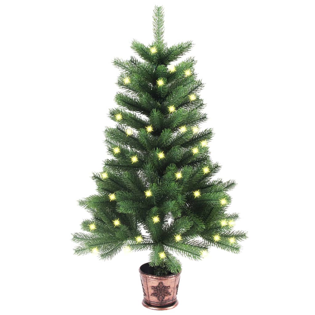 vidaXL Artificial Christmas Tree with LEDs 25.6" Green