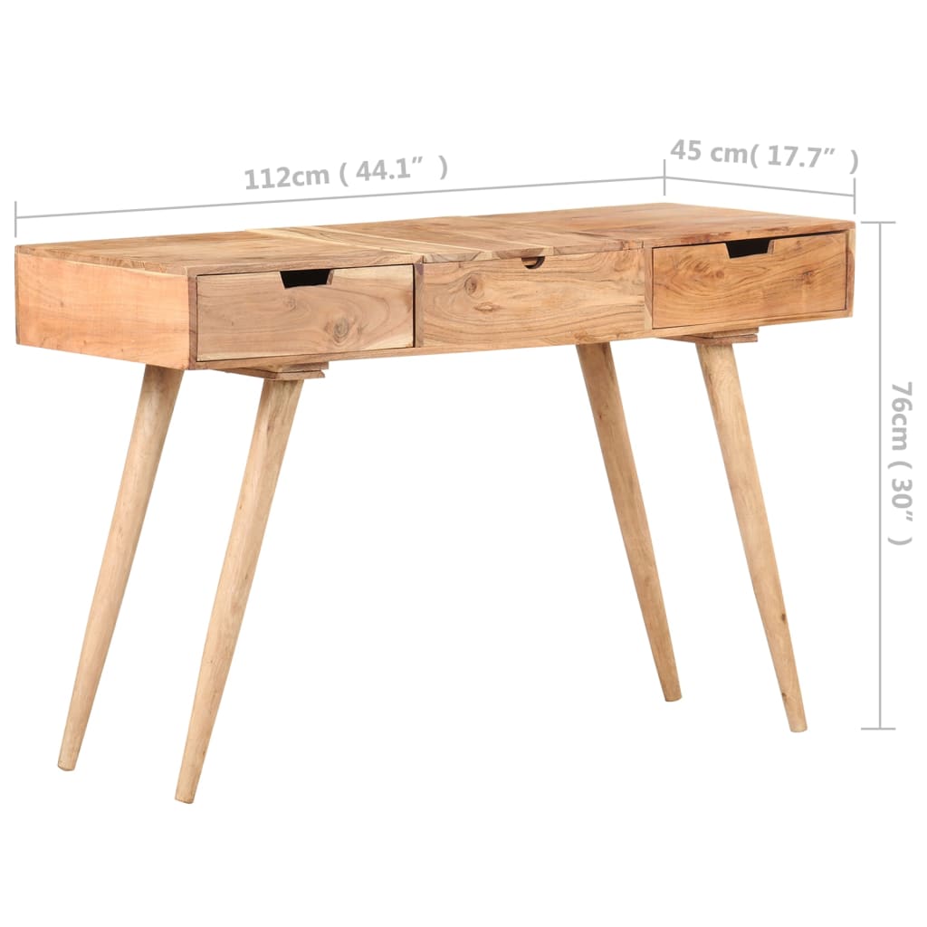 vidaXL Dressing Table with Mirror 44.1"x17.7"x29.9" Solid Acacia Wood