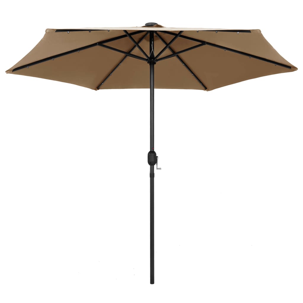 vidaXL Parasol with LED Lights and Aluminum Pole 106.3" Taupe