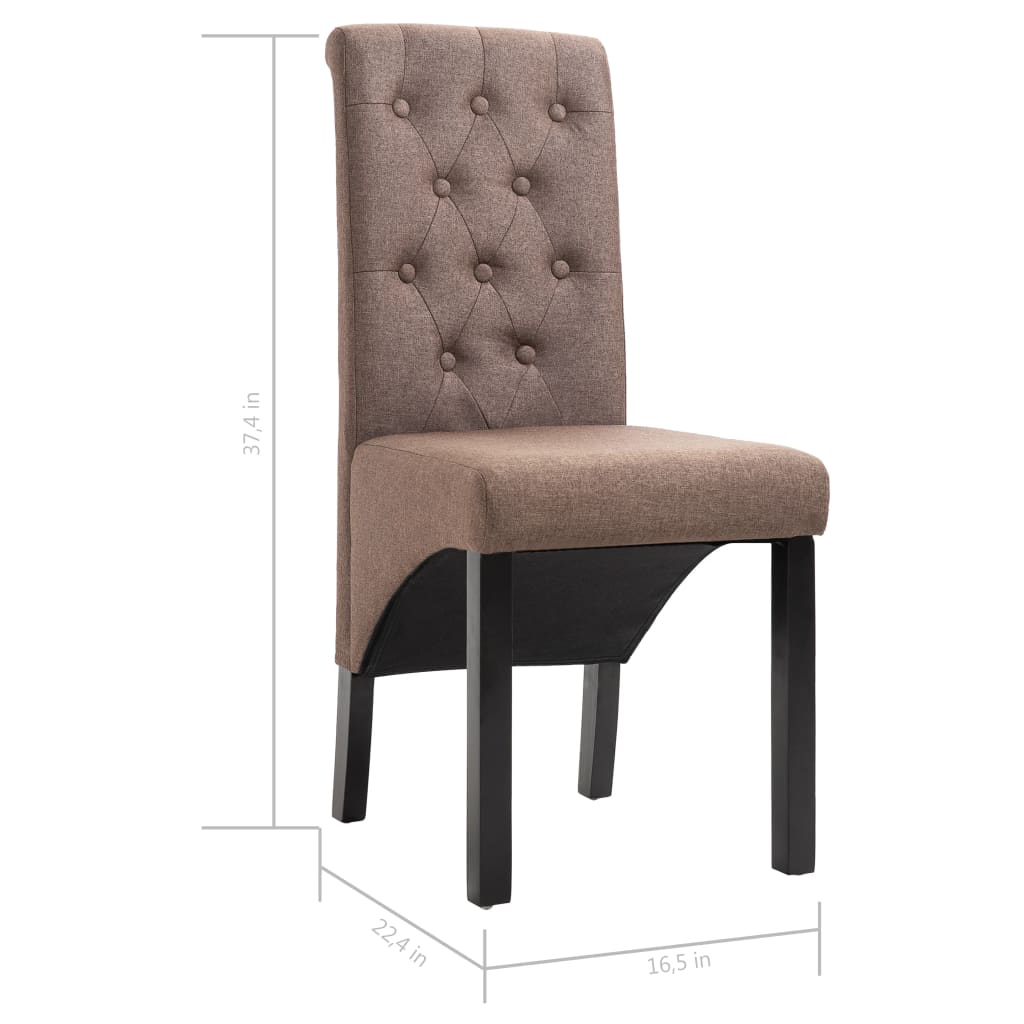 vidaXL Dining Chairs 2 pcs Brown Fabric